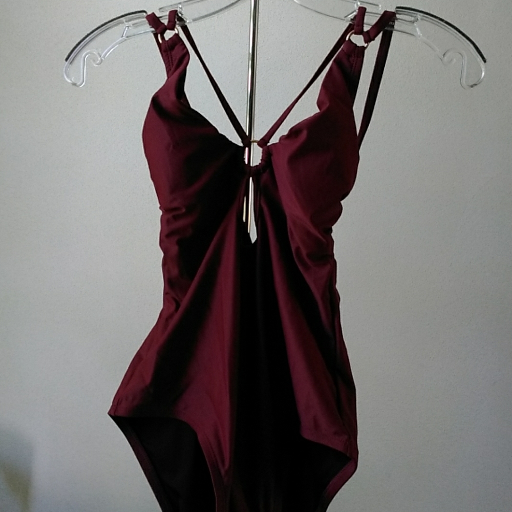 Coastal Blue ring front and tie back swimsuit